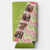 カスタム4フォトコラージュライムとコーラルシェフロン スリム缶クーラー (裏面)