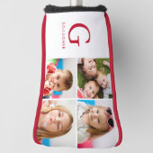 カスタム4フォトコラージュ名モノグラムの赤 ゴルフヘッドカバー (回転90)