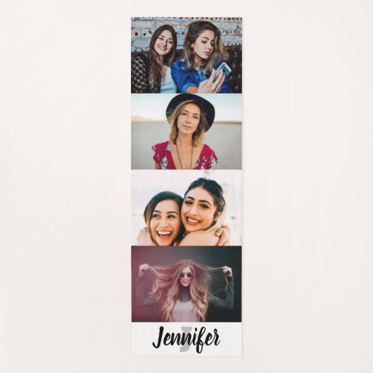 カスタム4フォトコラージュ名前をカスタムするとモノグラム ヨガマット (正面)