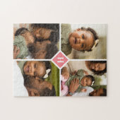 カスタム4フォトコラージュ家族モノグラム |コーラル ジグソーパズル (横)