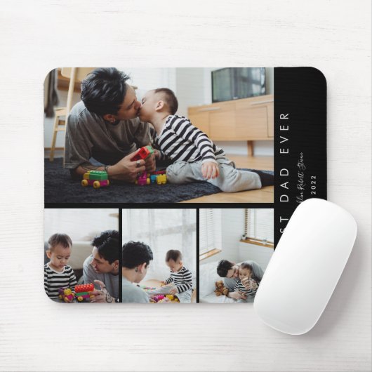 カスタム4フォトコラージュ最高のパパエバモノグラムのー マウスパッド (マウス)
