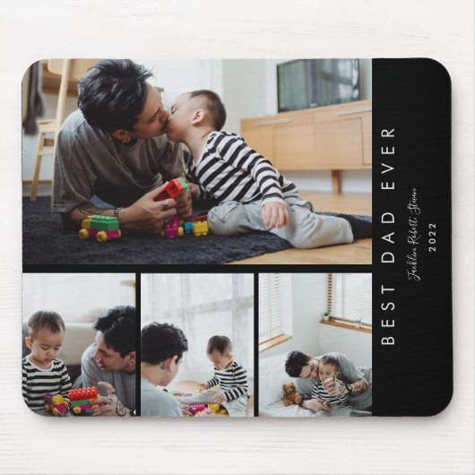 カスタム4フォトコラージュ最高のパパエバモノグラムのー マウスパッド (正面)