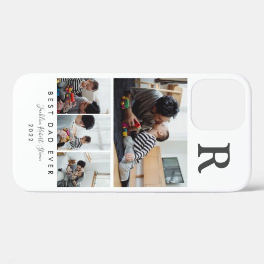 カスタム4フォトコラージュ最高のパパエバモノグラムのー Case-Mate iPhoneケース (裏面 (横))