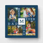 カスタム4フォトコラージュ最高のパパエバーダークブルー フォトプラーク (正面)