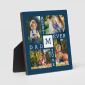 カスタム4フォトコラージュ最高のパパエバーダークブルー フォトプラーク (正面)