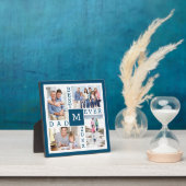 カスタム4フォトコラージュ最高のパパエバーブルー&ホワイト フォトプラーク (インサイチュ)