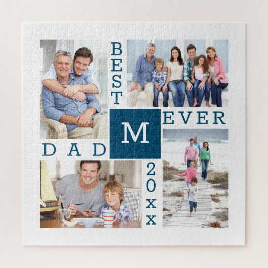 カスタム4フォトコラージュ最高のパパEver ジグソーパズル (縦)