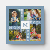 カスタム4フォトコラージュ最高のモマーEver Blue & White フォトプラーク (正面)