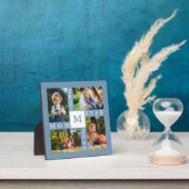 カスタム4フォトコラージュ最高のモマーEver Blue & White フォトプラーク (インサイチュ)