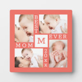 カスタム4フォトコラージュ最高のモマーEver Coral & White フォトプラーク (正面)