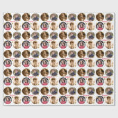 カスタム4フォトコラージュ金ゴールドハートメリークリスマス ラッピングペーパー (フラット)