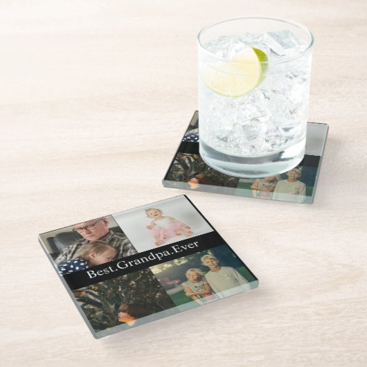 カスタム4フォトコラージョ最高のンパエバー ガラスコースター (アングル)