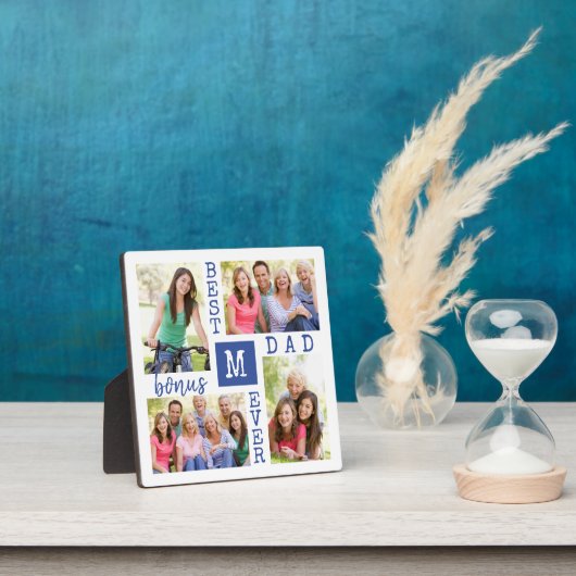 カスタム4フォトコラージョ最高のンボーナスパパEver Blue フォトプラーク (インサイチュ)