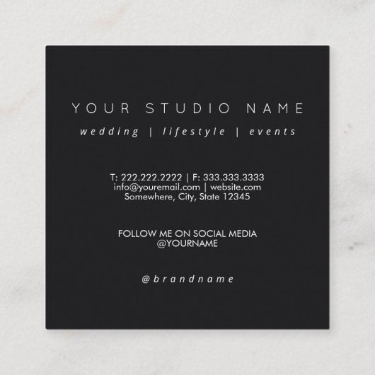 カスタム4フォトミニマル写真家スクエアスクー スクエア名刺 (裏面)