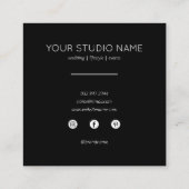 カスタム4フォトミニマル写真家ブラック スクエア名刺 (裏面)