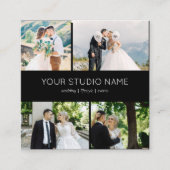 カスタム4フォトミニマル写真家ブラック スクエア名刺 (正面)