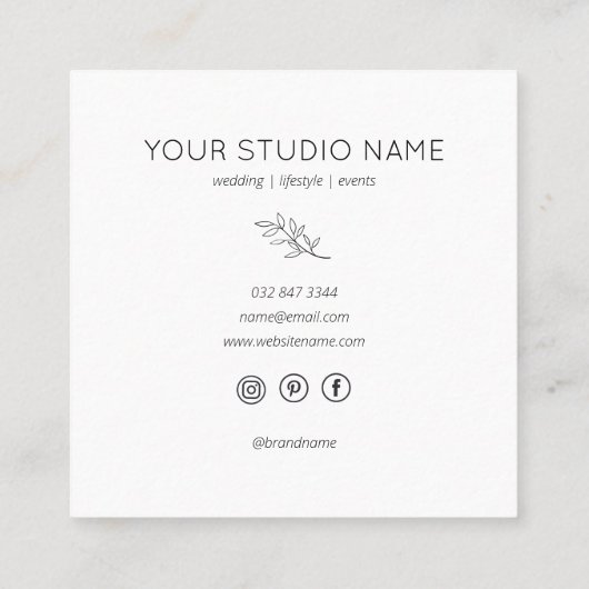 カスタム4フォトミニマル写真家 スクエア名刺 (裏面)