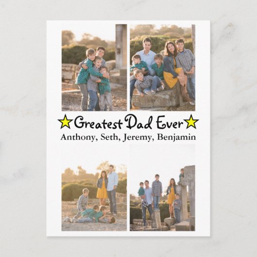 カスタム4写真もっとも偉大パパEver Father's Day ポストカード (正面)