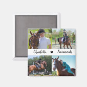 カスタム4写真コラージュ馬名 マグネット (正面/裏面)