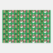 カスタム4写真家族顔写真クリスマスプレゼント ラッピングペーパーシート (正面3)