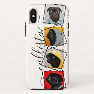 カスタム4写真手書きモノグラム名ペット iPhone X ケース