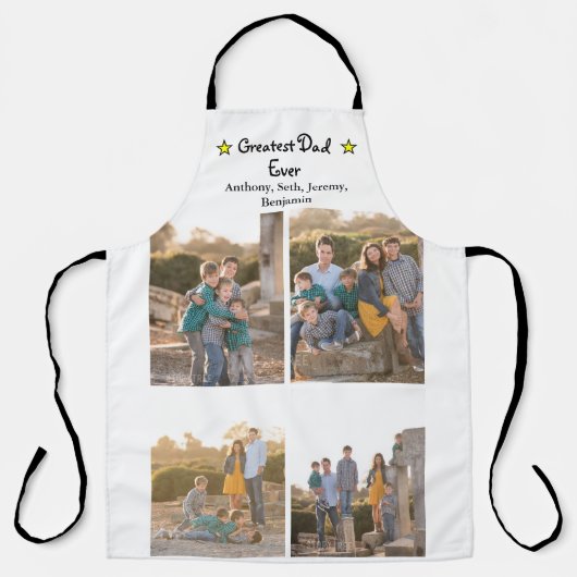 カスタム4写真素晴らしパパEver Father's Day Long エプロン (正面)