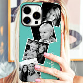 カスタム4分割フォトコラージュ ティール カスタムネーム Case-Mate iPhoneケース