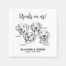 カスタム4匹の犬が飲む スタンダードカクテルナプキン
