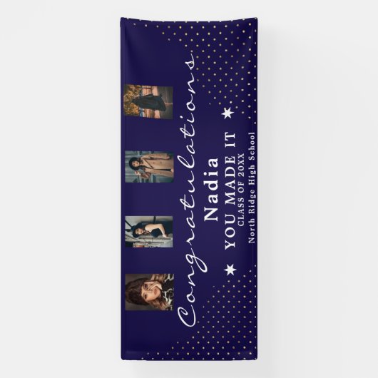 カスタム4又は5写真卒業パーティー 横断幕 (縦)