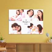 カスタム4家族の写真コラージュ四角形フレーム キャンバスプリント (インサイチュ (リビング))