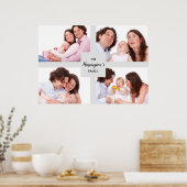 カスタム4家族の写真コラージュ四角形フレーム ポスター (キッチン)