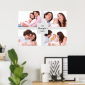 カスタム4家族の写真コラージュ四角形フレーム ポスター (ホームオフィス)
