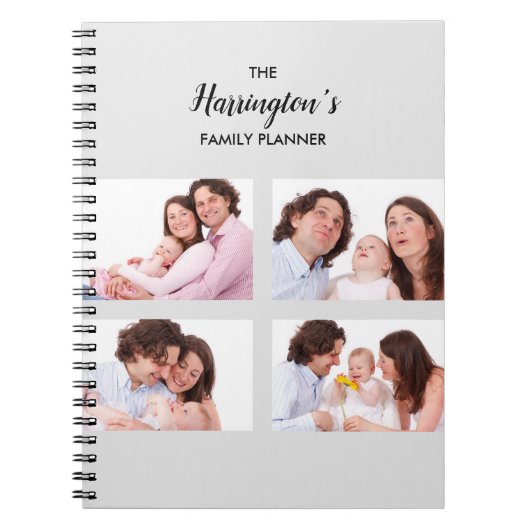 カスタム4家族の写真コラージュ四角形フレームPla ノートブック (正面)
