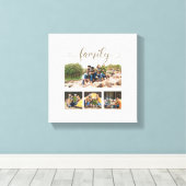カスタム4家族フォトコラージュかわいいスクリプト文字 キャンバスプリント (インサイチュ (ウッドフロア))
