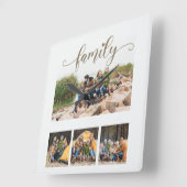 カスタム4家族フォトコラージュかわいいスクリプト文字 スクエア壁時計 (傾斜)