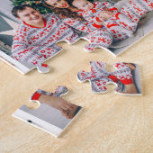 カスタム4家族写真コラージメリークリスマス ジグソーパズル (側面)