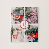 カスタム4家族写真コラージメリークリスマス ジグソーパズル (縦)