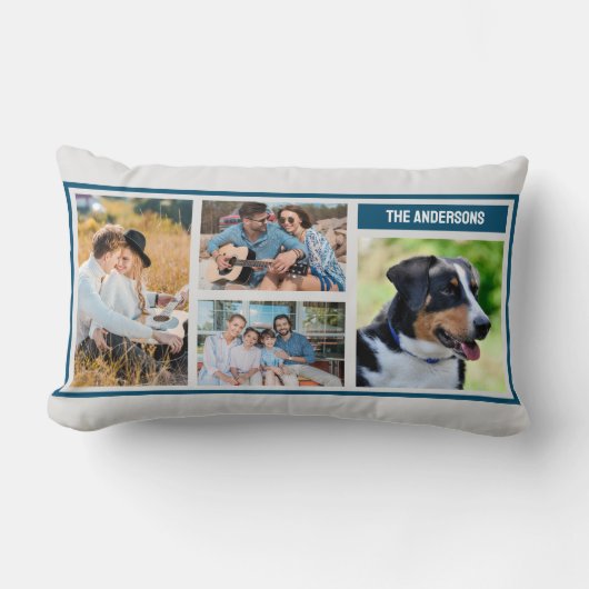 カスタム4家族写真コラージュシンプル ランバークッション (正面)