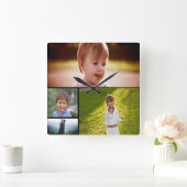 カスタム4枚のフォトアクリル壁掛け時計 スクエア壁時計 (ホーム)