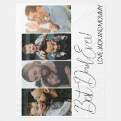 カスタム4枚の写真コラージュ最高のパパ フリースブランケット (正面)