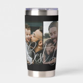 カスタム4枚の写真コラージュ最高のパパ 保温保冷タンブラー (正面)