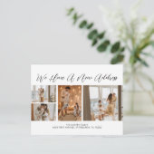 カスタム4枚の写真白黒カジュアルスクリプト移動 ポストカード (スタンド正面)