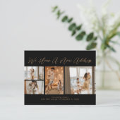 カスタム4枚の写真金ゴールド黒のスクリプカジュアルト移動 ポストカード (スタンド正面)