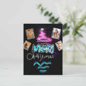 カスタム4枚グラデーション紫と紫グリッター ポストカード (スタンド正面)