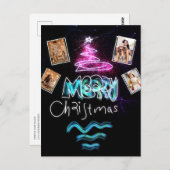 カスタム4枚グラデーション紫と紫グリッター ポストカード (正面/裏面)