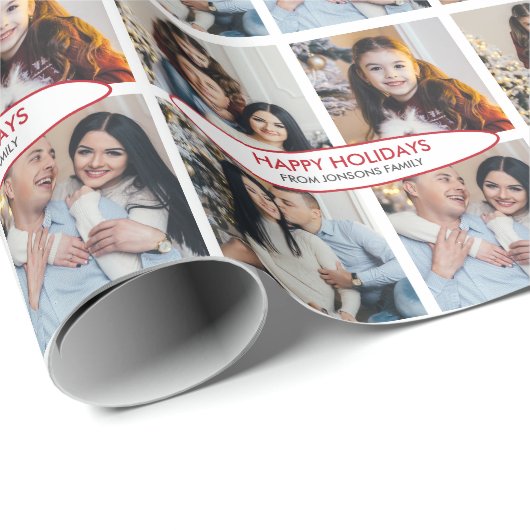 カスタム4枚パーソナライズされたの写真コラージュクリスマス ラッピングペーパー (ロールコーナー)