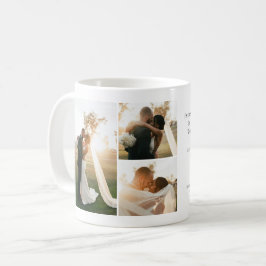 カスタム4枚フォトコラージュカップル結婚記念日 コーヒーマグカップ