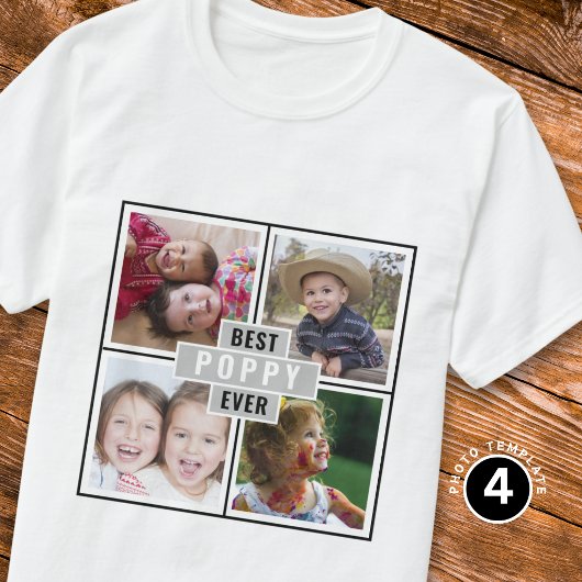 カスタム4枚フォトコラージュ史上最高のポピーTシャツ Tシャツ