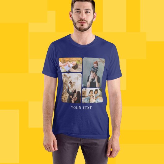 カスタム4枚フォトコラージュ+テキスト Tシャツ