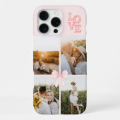 カスタム4枚フォトコラージュ ブルッシュピンク 水彩ラブ iPhoneケース iPhone 16 Pro Maxケース (裏面)